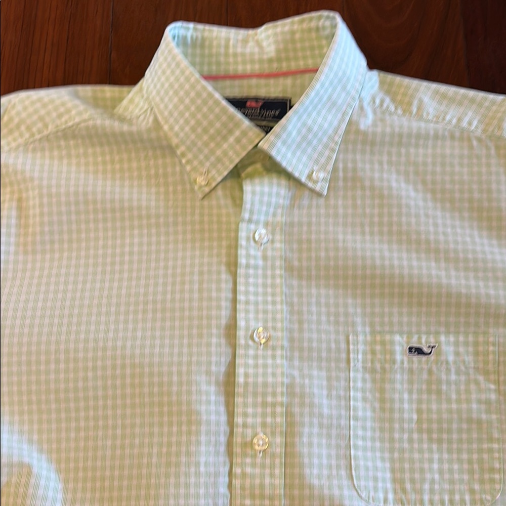 Vineyard Vines Light Green Checkered Shirt
